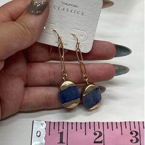 Maurices Classics Gold Blue Stone Paperclip Chain Drop Dangle Earrings NEW